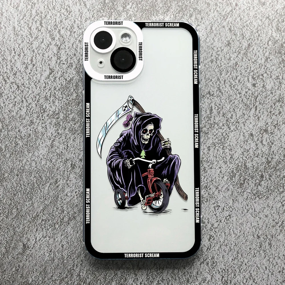 Scary Screaming Art Angel Eyes Phone Case For iPhone 15 14 13 12 11 Mini Pro Max XS X XR SE 7 8 Plus Transparent Cover