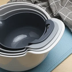 Salad bowl three-piece set, four-piece set household kitchen washing cooking mixing basin PP plastic fruit salad plate