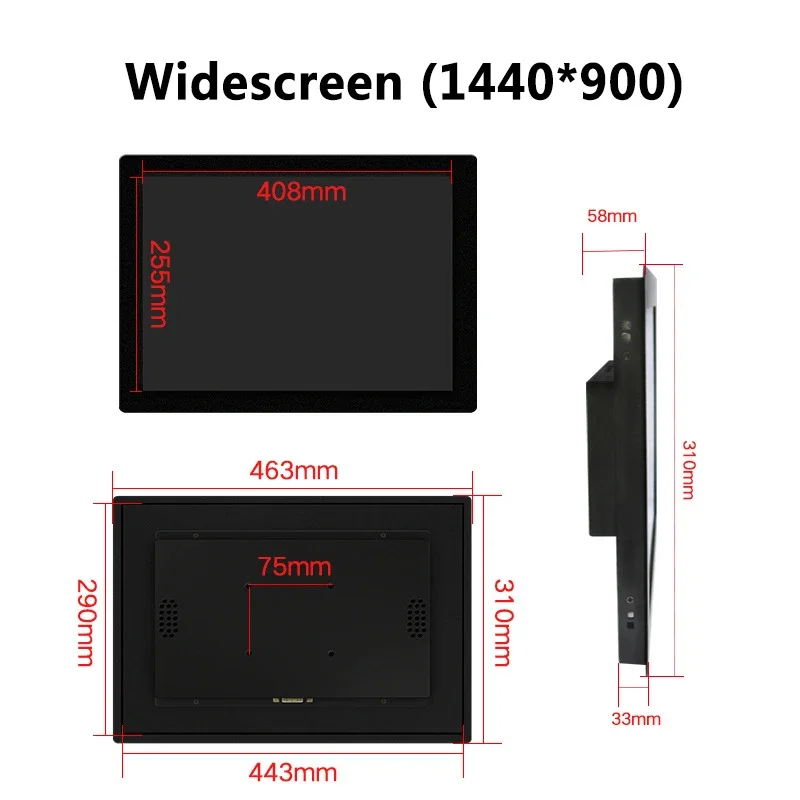 

19 inch Wall Hanging Embedded Industrial Cabinet Touchscreen Monitor Resistive Touch Screen Monitor with VGA DVI HDMI AV TV BNC
