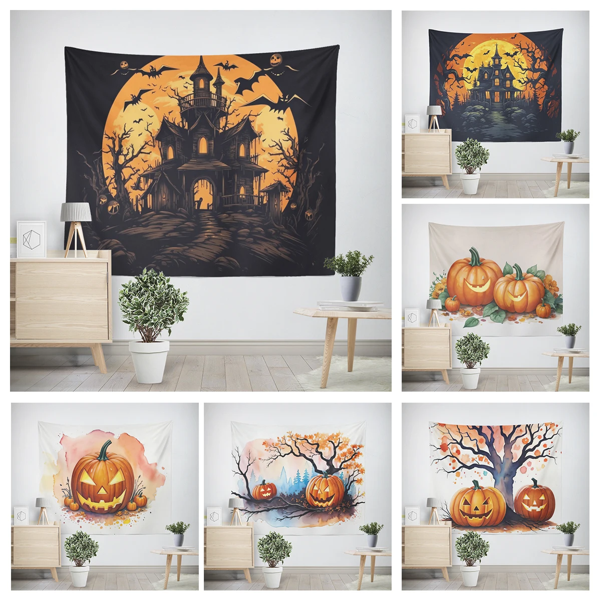 Home decorations modern room decor items wall tapestry aesthetic bedroom wall art large fabric tapestrys Halloween Autumn funny