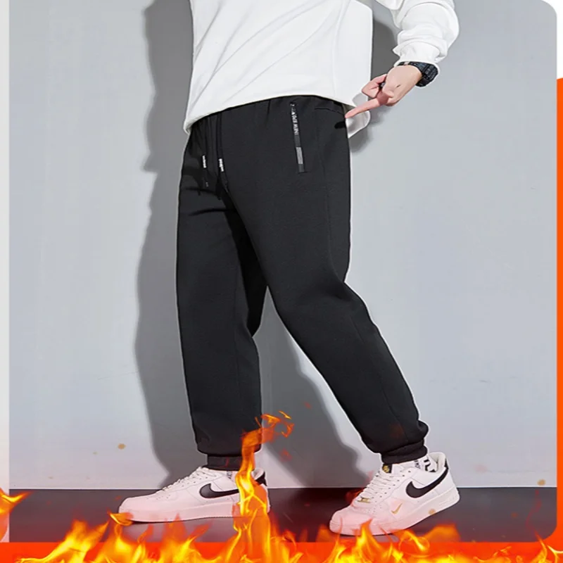 

Casual pants men's autumn and winter thick pure cotton sanitary pants with fleece pants windproof sports pants spring and autumn