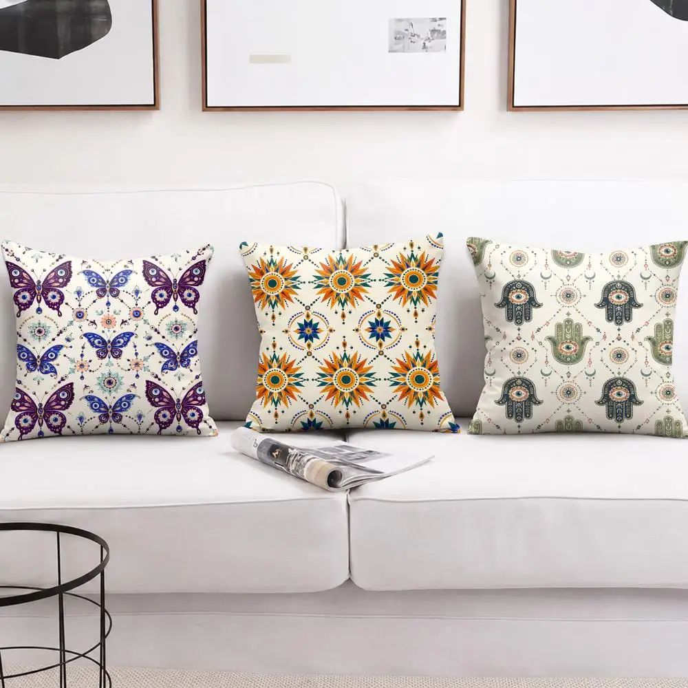Boho Ocean Abstract Waves Cushion Cover Short Plush Soft Double-Sided Printing Pillow Case Cozy Sofa Bedroom Home Decor Gift
