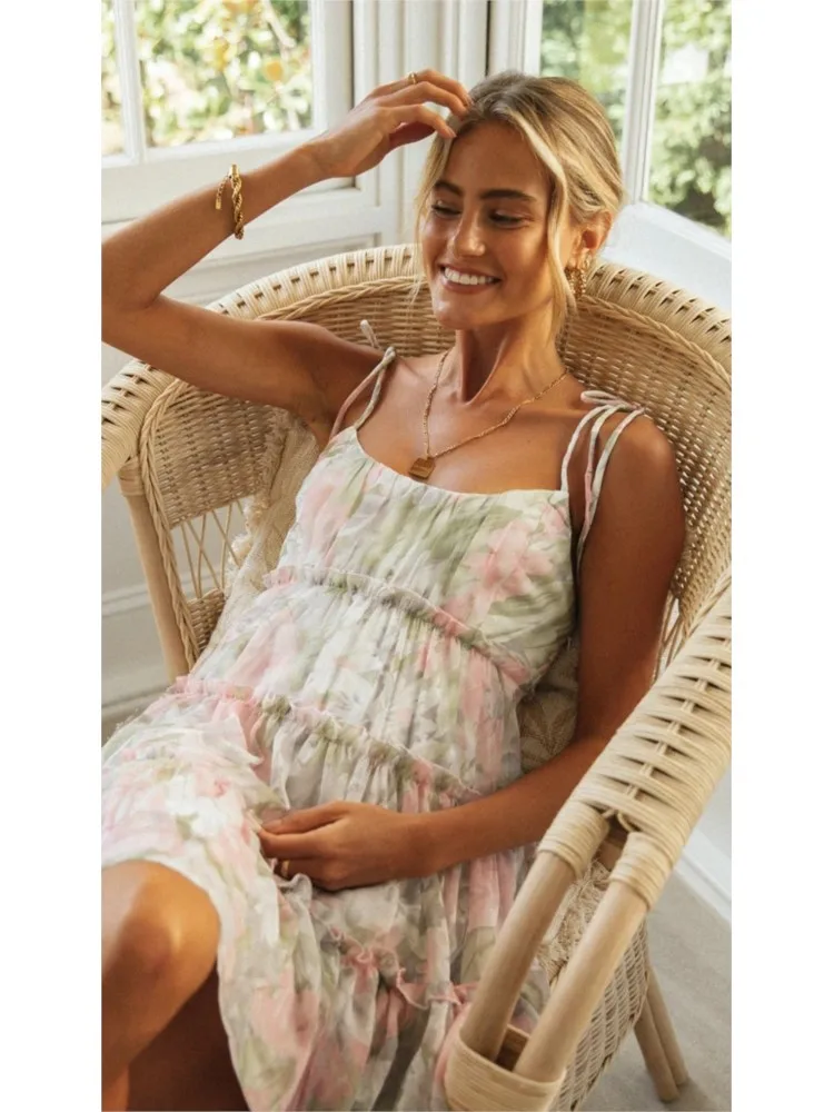 Y2K frauen Mini Kleid Frühling Sommer Neue Resort Stil Sexy Floral Print Strap Eleganz Robe Party Prom Nachtclub Strand Vestidos