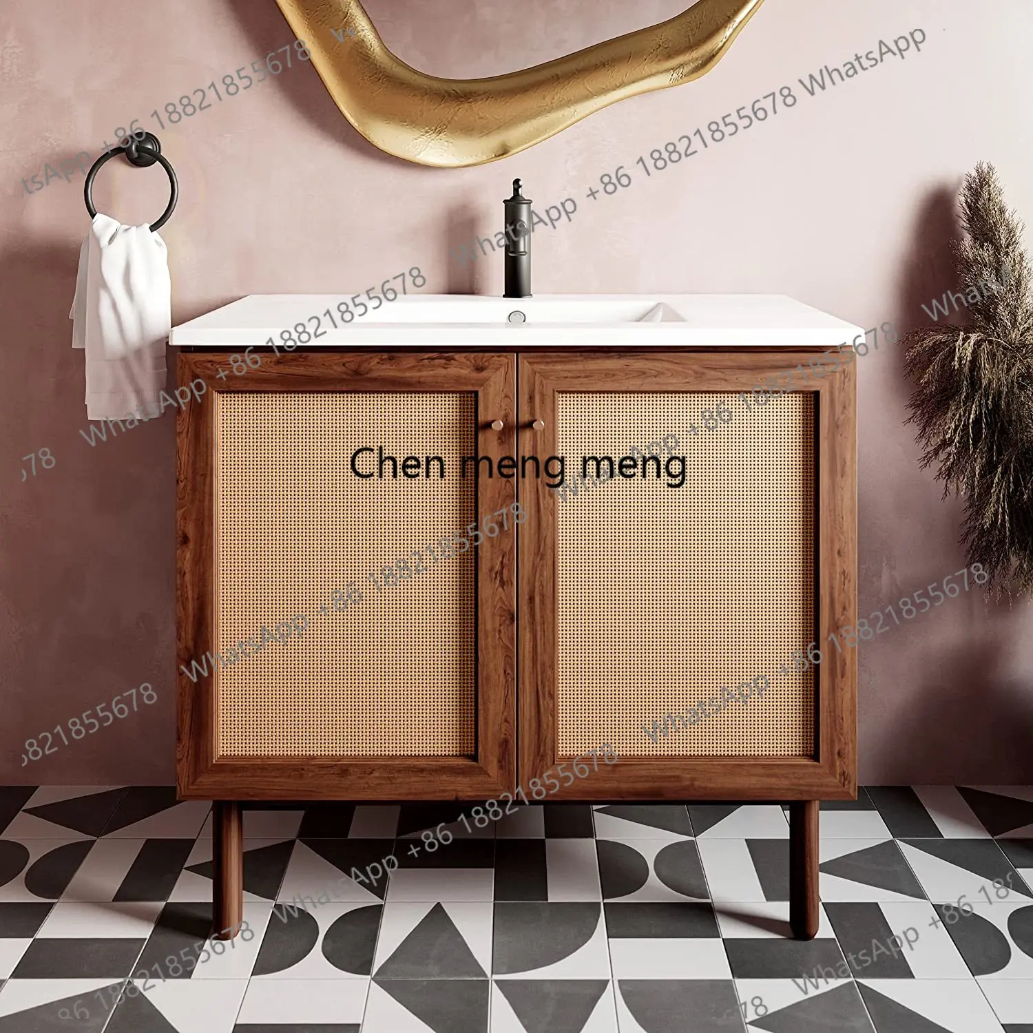 

Bathroom Cabinet Oak Floor-standing New Chinese Style Washstand Combination Bathroom Washbasin Ceramic Integrated Basin
