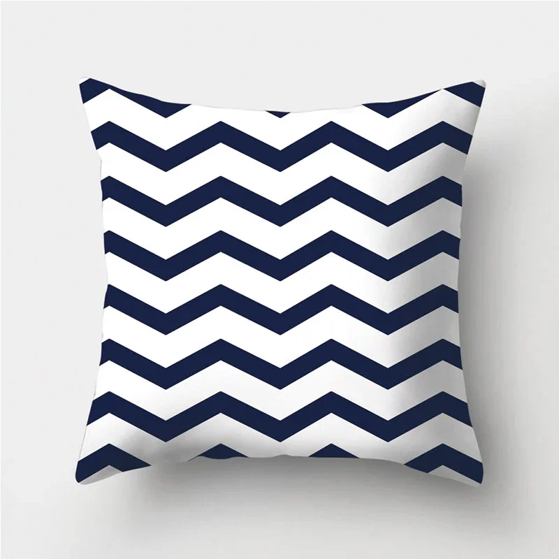 Dark Blue Geometric Print Decorative Cushions Pillowcase Polyester Cushion Cover Throw Pillow Sofa Decoration Pillowcover