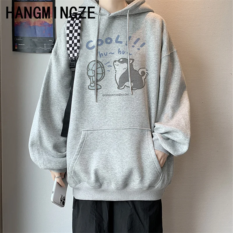 Autunno Anime Dog Stampa grafica Felpe con cappuccio da uomo Streetwear Abbigliamento Hip Hop Moda Felpe con cappuccio Pullover oversize Felpa con