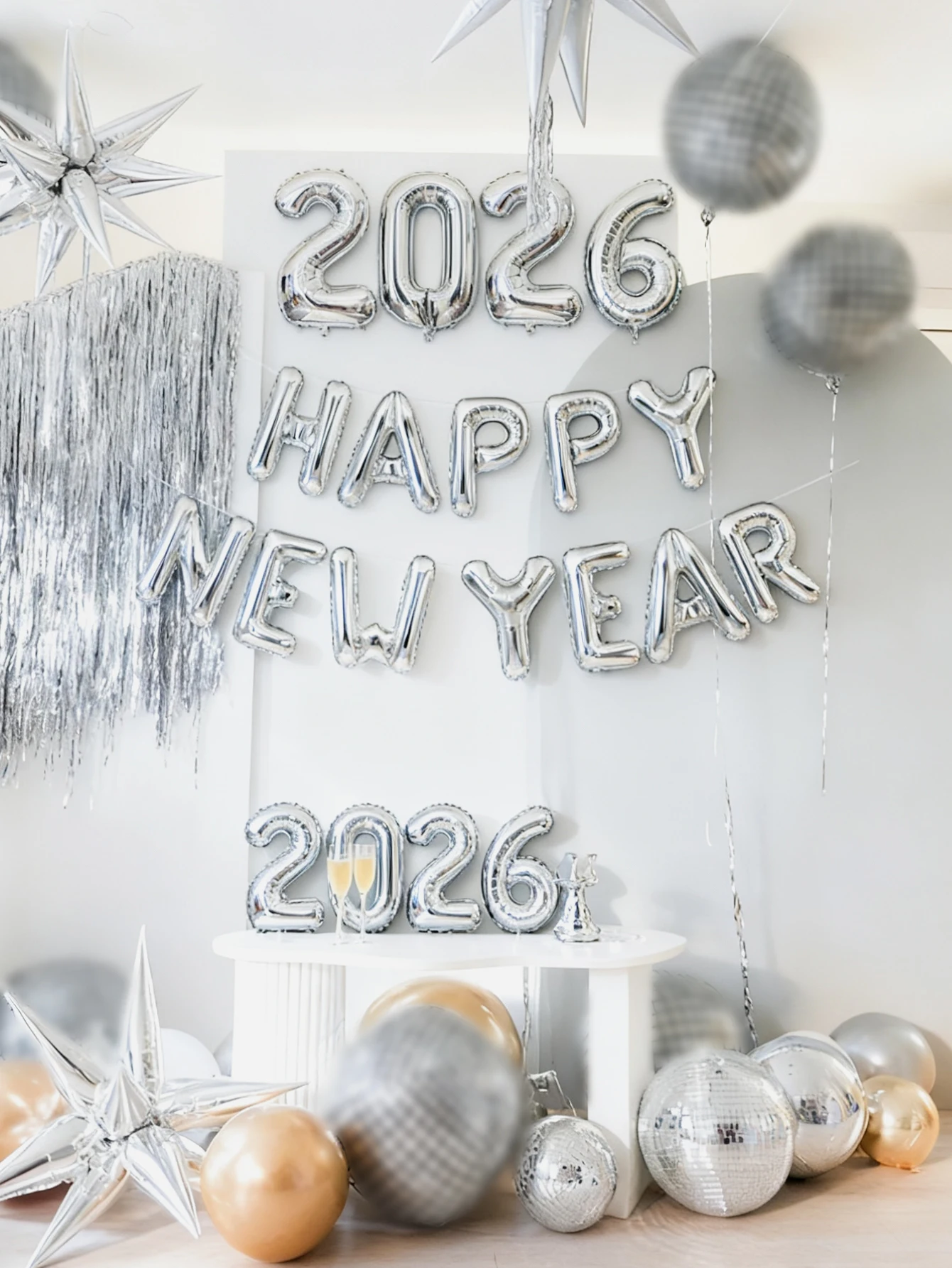 16 قطعة/المجموعة 2026 مجموعة بالونات سنة جديدة سعيدة، مناسبة لحفلة رأس السنة 2026، أعياد الميلاد، ديكور حفلات رأس السنة الجديدة #4