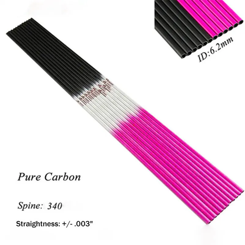 6/12Pcs Pure Carbon Arrow Shafts 30.5'' Spine 340 +/- .003 Archery Hunting Carbon Fiber Bow Accessories
