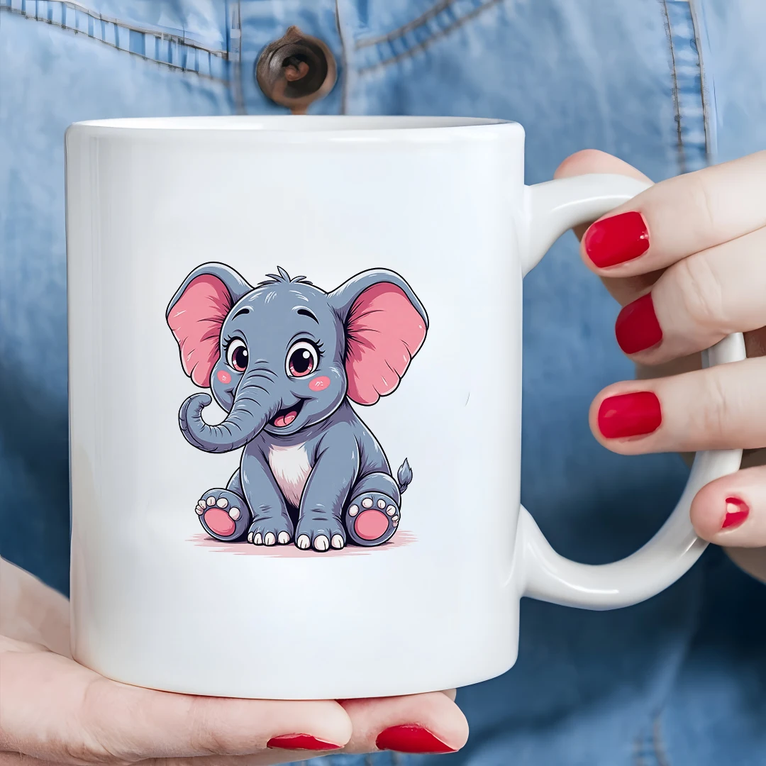 

11oz cartoon elephant mug kids' cold and hot beverage cup essential for Christmas family and office use