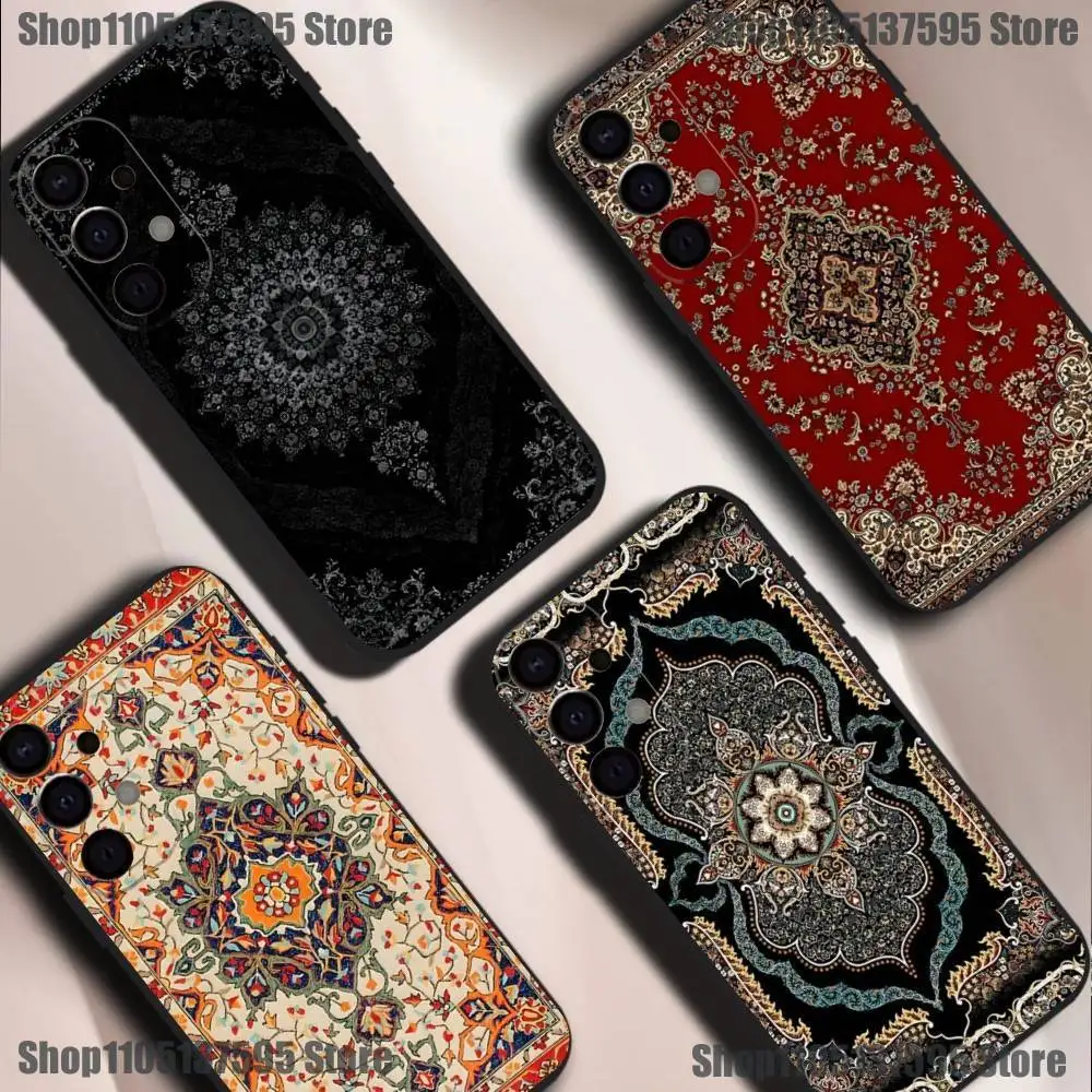 

Модный чехол для телефона с персидским ковровым цветочным узором для Samsung S25, S24, S21, S22, S23, S30, Ultra, S20, Plus, Fe, Lite, 5G, черный чехол