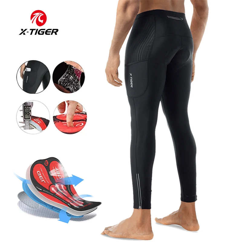 Pantalones de ciclismo X-TIGER, mallas de ciclismo acolchadas de Gel 5D, pantalones largos de Ciclismo de Carretera TMB para hombre, ropa de ciclismo para primavera y otoño