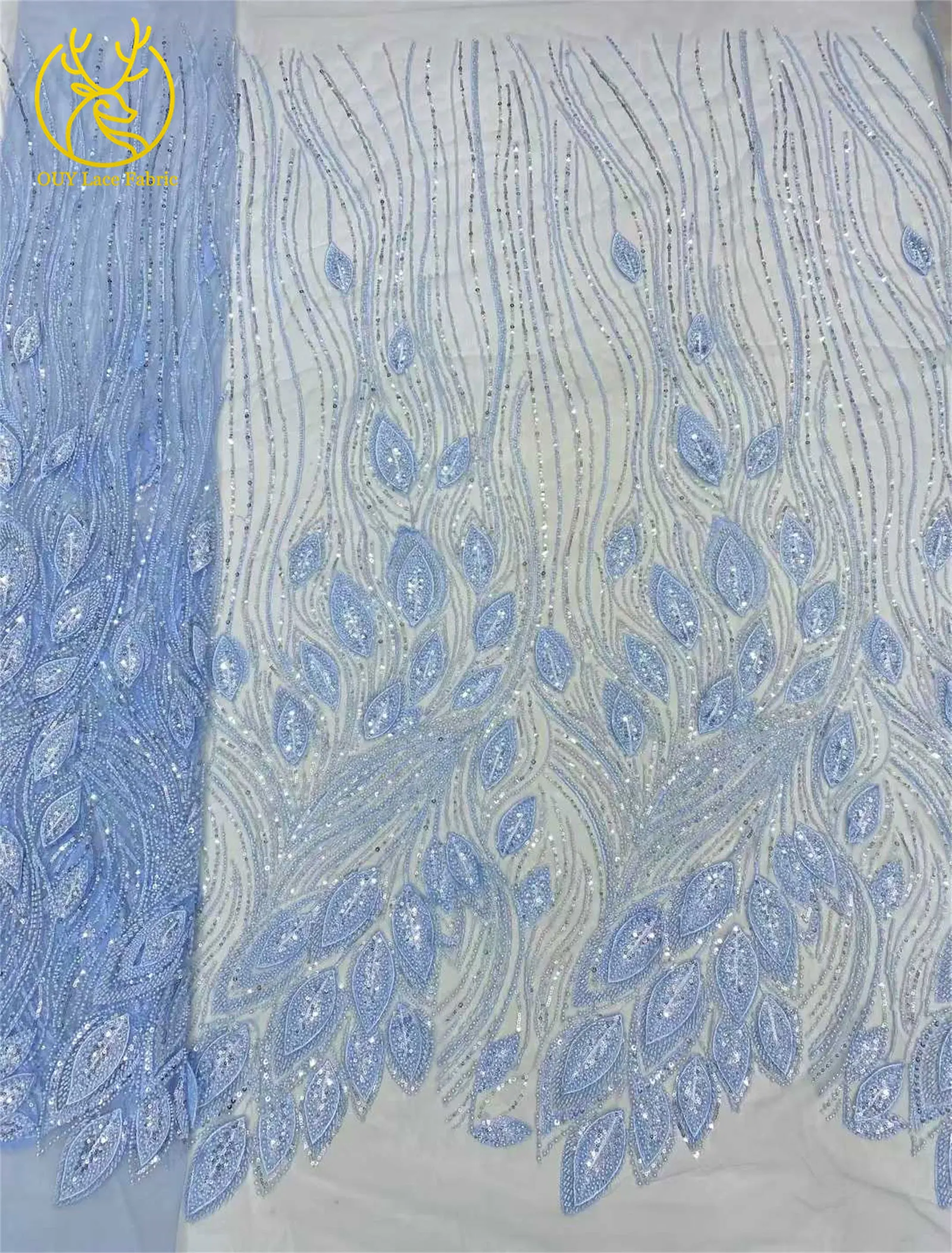 Luxuriöser französischer 3D-bestickter Perlen-Tüll-Spitzenstoff 2026 – Hochwertiger nigerianischer Pailletten-Spitzenstoff für Brautkleider und Hochzeitskleider – Detail 15