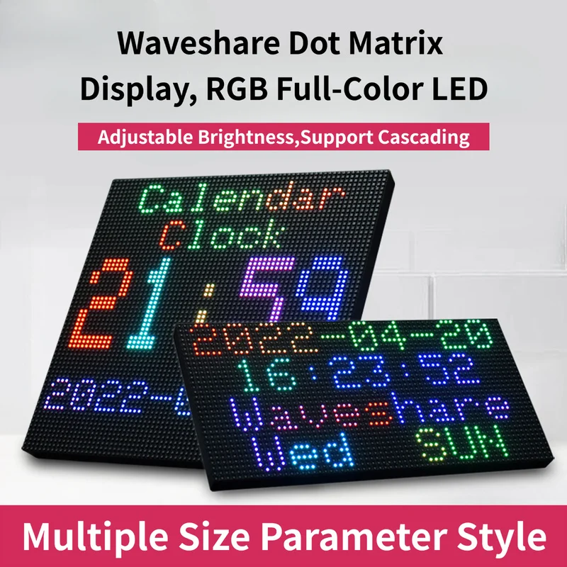 Waveshare – écran matriciel à points RGB, LED polychrome, luminosité réglable, interface HUB75, écran DIY, cascadeable, adapté à Raspberry ESP32