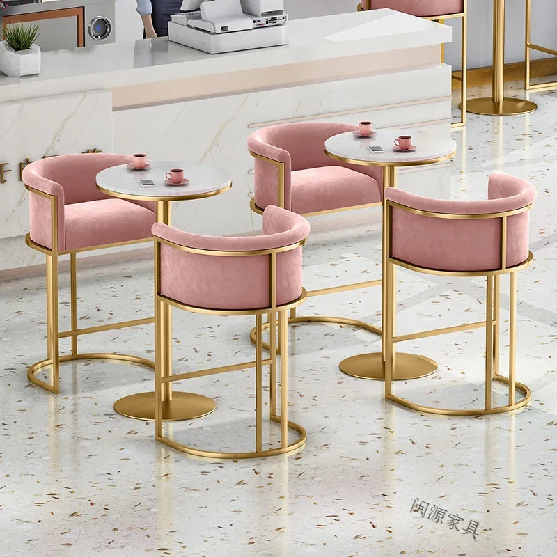 Honeycomb U-shaped Upholstered Coffee Kitchen Chair Velvet Living Room Bar Stools Luxury Gold Metal Hotel Bar Stool Chairs