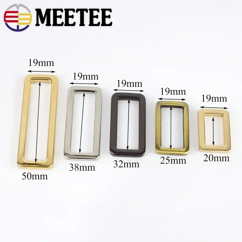 Meetee 5/10/20Pcs Metal Webbing Adjuster Buckles Square Bag Backpack Strap Buckle Dog Collar Clasps DIY Hardware Accessories