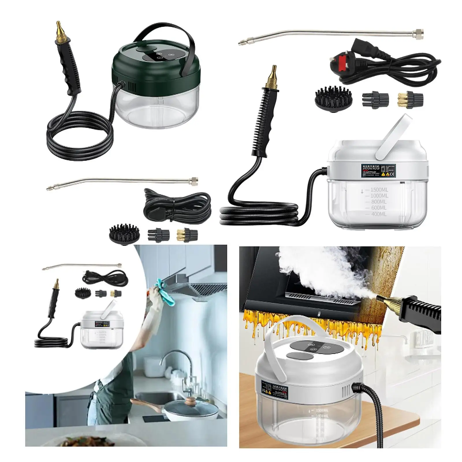 منظف البخار المحمول التدبير المنزلي 3 فرش 15 التروس آلة تنظيف البخار للأرضية السيارات المرحاض غرفة نوم طاولة غسيل