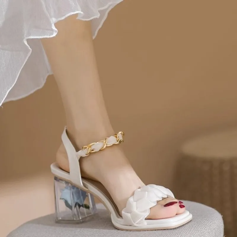 Women's Summer Fairy Princess Sandals New Peep-toe Chunky High Heel Lightweight Elegant Versatile Fashion Stylish Comfortable - view 2