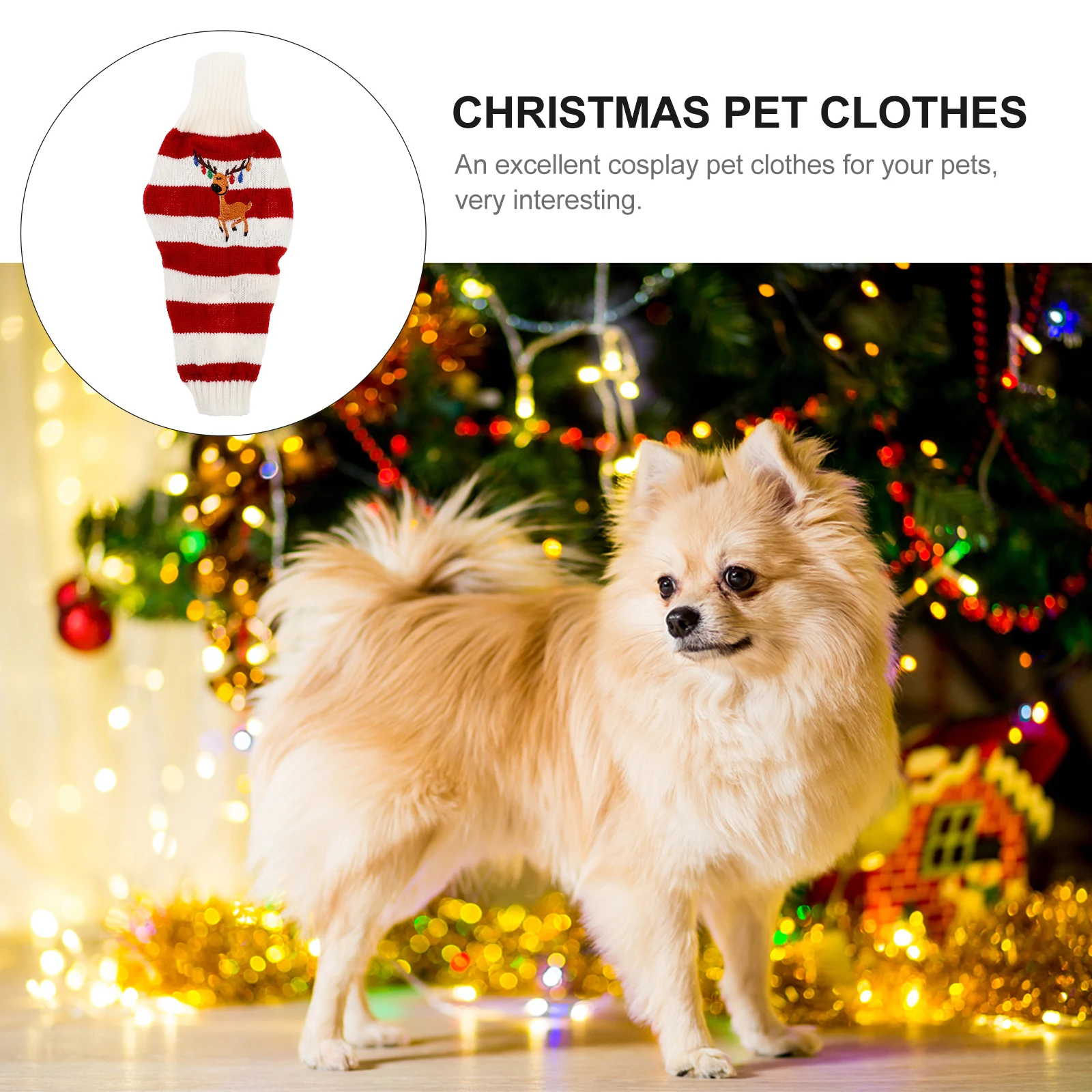 

for Dogs Knitted Sweater Small Winter Clothes Pet Sweaters Christmas Reindeer Outfit Red