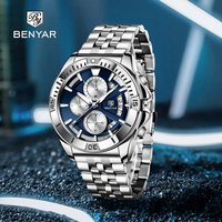 2025 New BENYAR Mens Quartz Watches Top Brand Luxury Chronograph Speed Sport Watch For Men Stainless Steel Waterproof Clock Gift