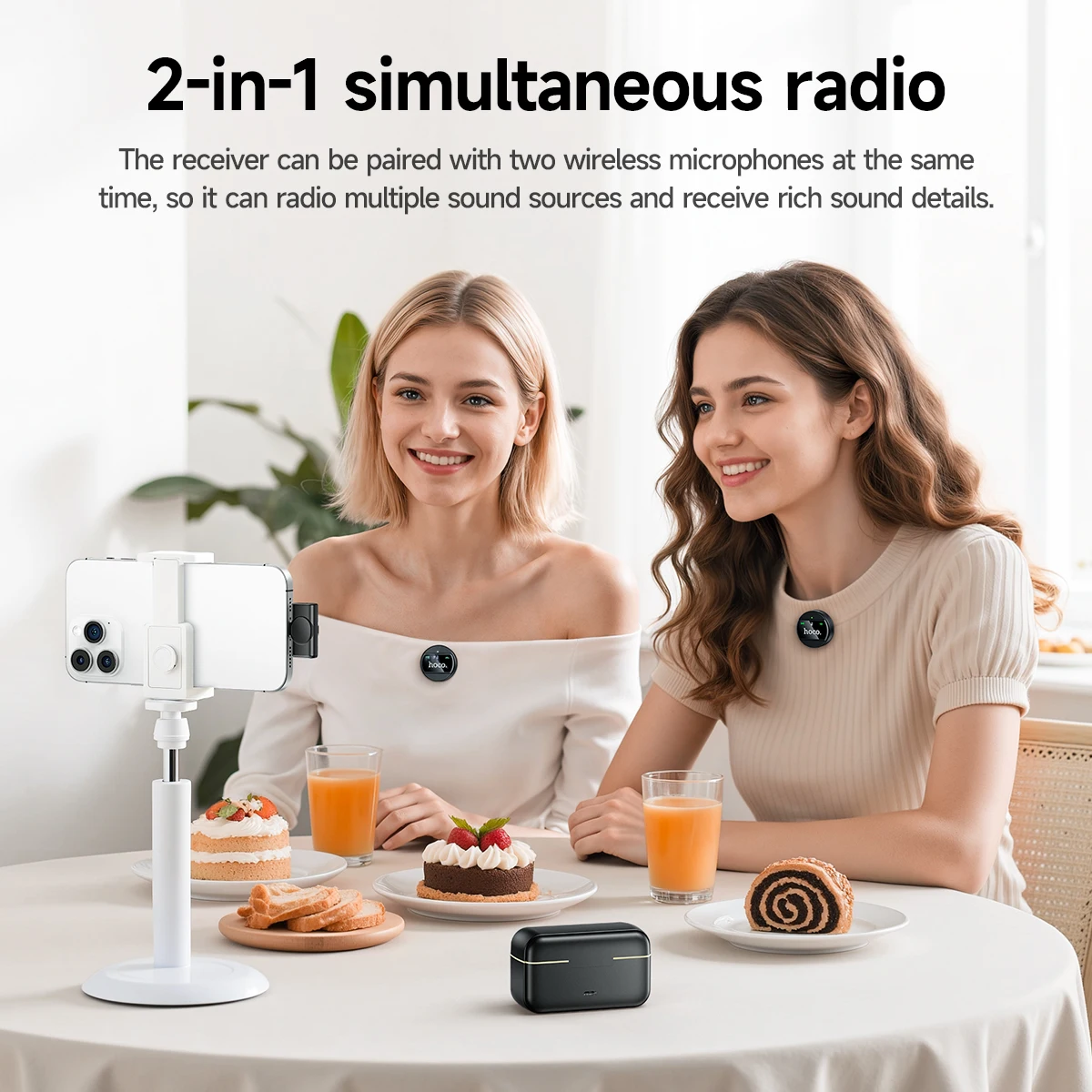 HOCO L22 2-in-1 Wireless Digital Microphones Magnetic Lavalier For iPhone Type-C Samsung Smart Mobile Phone TK Audio Live Device view 3