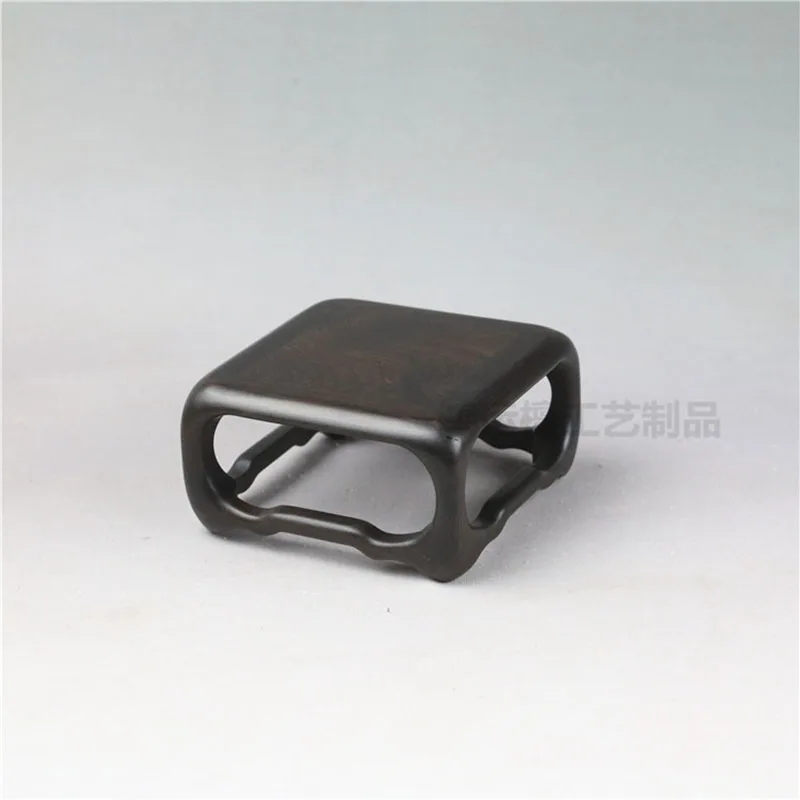 Black Wood Square Rectangle Bonsai Vase Pedestal,Carved Figue Exhibition, Artical Statue Luxury Collection Base