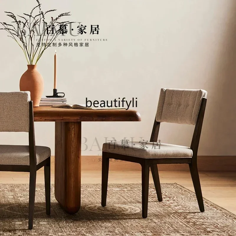 

SS ss7486 New Chinese Solid Wood Fabric Dining Chair Modern Simple Designer Backrest Chair Garden Leisure Reception Negotiation