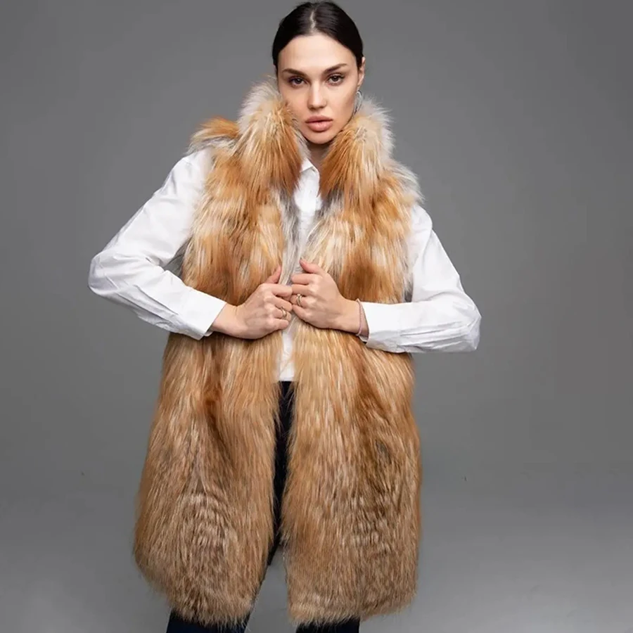 

Fox Fur Vest Women Real Fur Vests Stand Collar Natural Fox Fur Vest Winter Clothes Woman Warm New Arrivals Red Fox Fur Gile