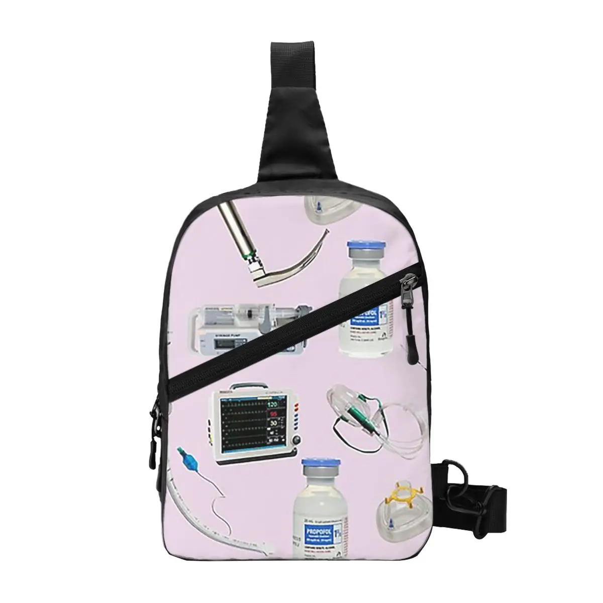

Tools Of The Trade Pale Pink Anesthesia Anaesthesia Chest Bag Men Sling Crossbody Backpack Chest Bag Hiking Daypack Shoulder Bag