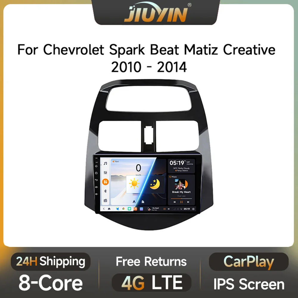 JIUYIN Android 13 Radio samochodowe Multimedialny odtwarzacz wideo dla Chevrolet Spark Beat Matiz Creative 2010-2014 2Din 4G Nawigacja Carplay