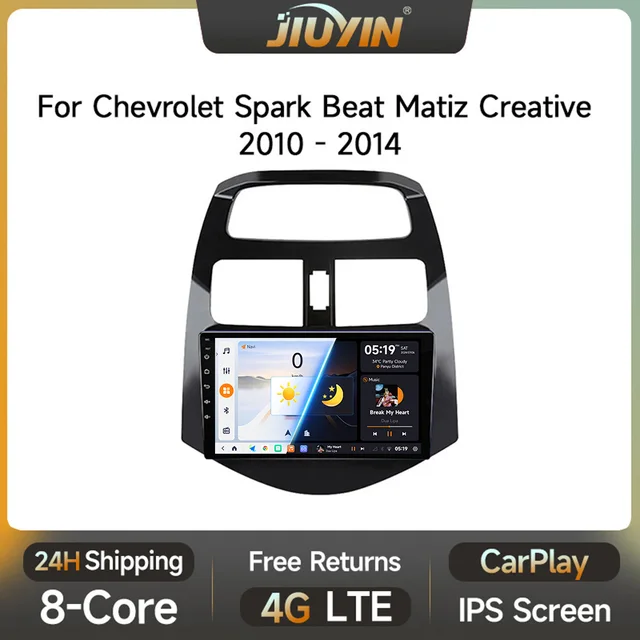 JIUYIN Android 13 Radio samochodowe Multimedialny odtwarzacz wideo dla Chevrolet Spark Beat Matiz Creative 2010-2014 2Din 4G Nawigacja Carplay