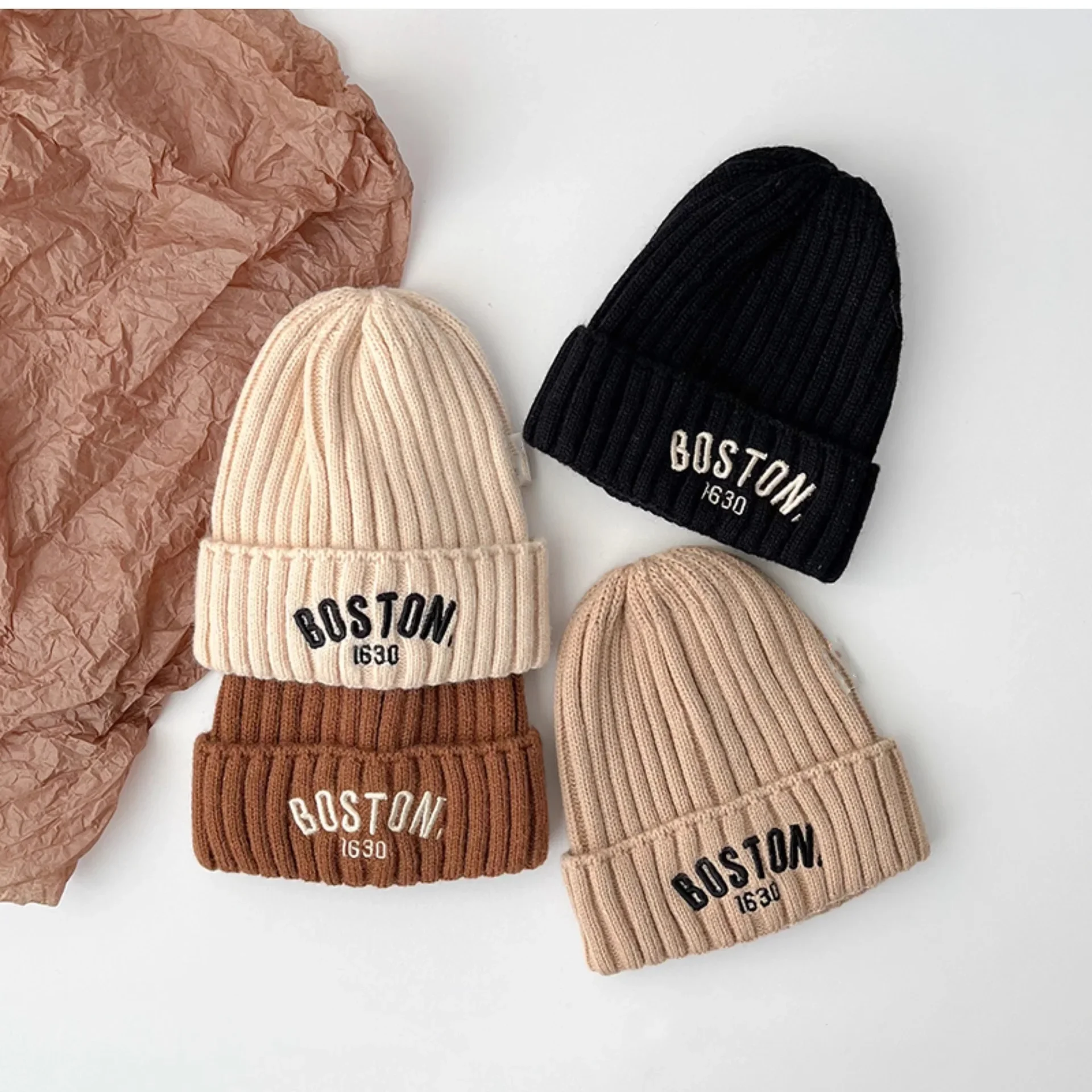 Baby Wool Hat Fashion Protection Hat Winter THickened Warm Knitted Korean Version Baby Hat Gift for Kids
