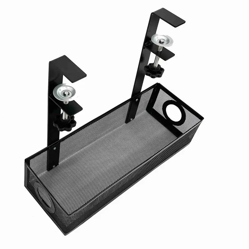 AEE3-1 Pcs Under Desk Cable Management Box Tray Under Desk Wire Management Box Clamp Cable Tray