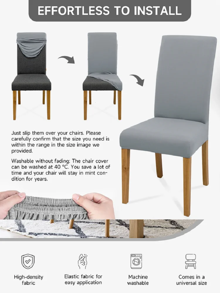 Housse de chaise de salle à manger imperméable avancée, ensemble de 4 pièces, housse de chaise élastique à dossier haut pour Restaurant, lavable et détachable