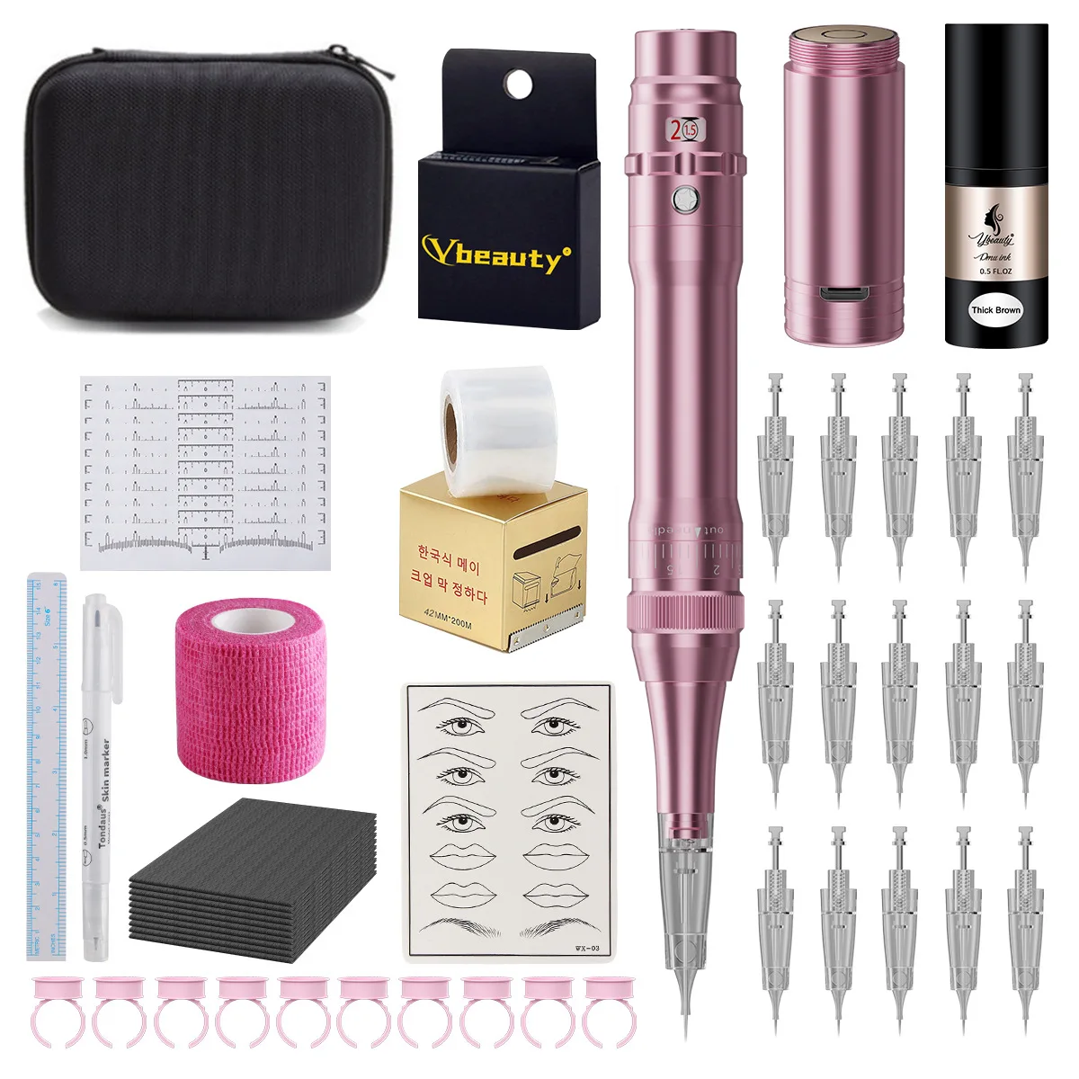 

Eyebrow tattoo suit eyeliner lip floating all-in-one machine suit eyebrow tattoo machine wireless embroidery bayonet needle set