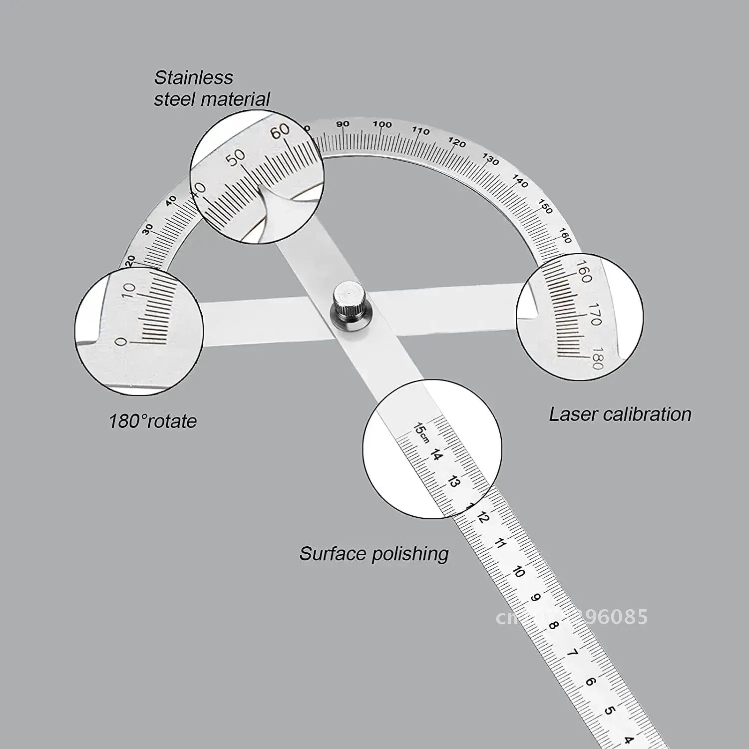 

100/150/300MM 180 Degree Protractor Portable Stainless Steel Rotary Angle Finder Measuring Ruler Practical Woodworking Tools