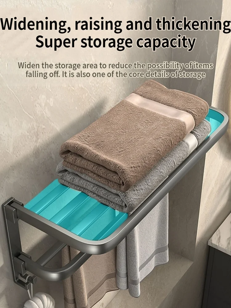 Upgrade And Thicken Grey/Black 50CM-60CM Towel Rack Space Aluminum Toilet Storage Rack Wall Mounted BathTowel Rack