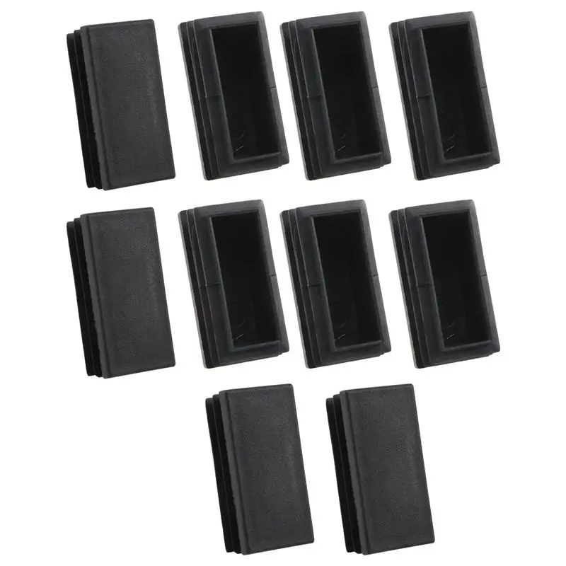 A56P-Plastic Rectangle Tube Inserts End Blanking Cap 25X50mm 10 Pcs Black image 3