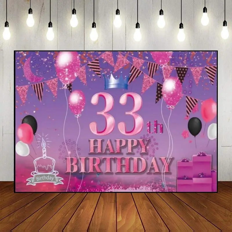 Happy 31th32th33th34th35th Birthday Colorful Background Backdrop for Photography Young Custom Diverse Backdrops Princess Photo C