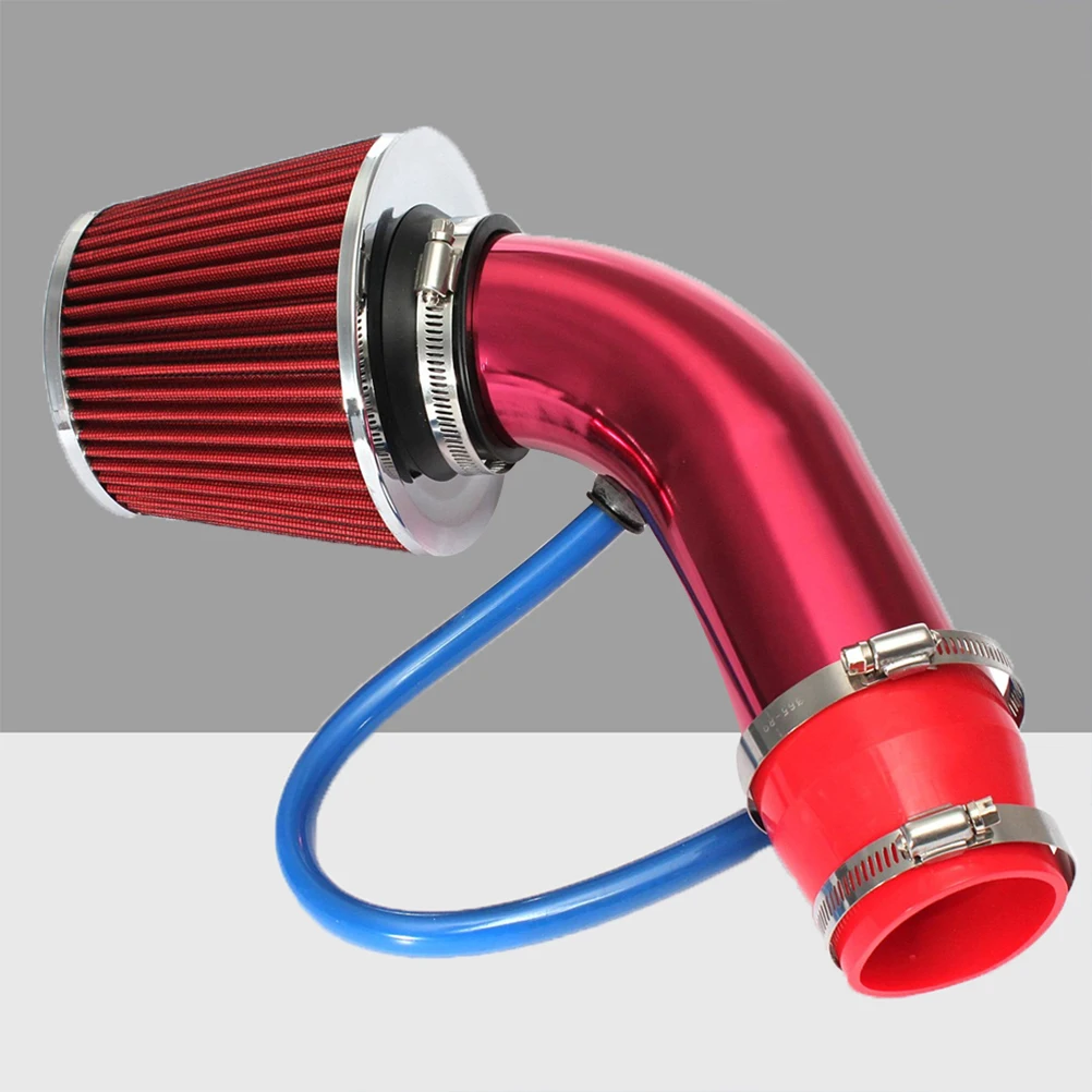 

76mm Car Air Intake Kit Filters System Red Mushroom Head Replacement Durable Improve Torque Fuel Mileage Engine Pieces