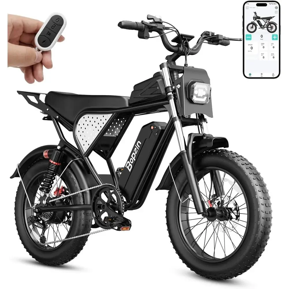 

High-Power 35MPH Electric Mountain Bike with 48V 25AH Battery for 80 Miles, Dual Suspension, 20 Tires