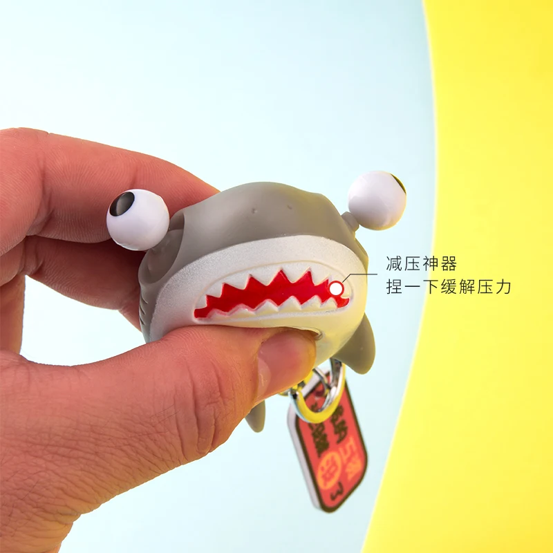 Funny Shark Doll Ease Anxiety Keychain Cartoon Pendant Creative Toy Car Keyring Female Male Couple Bag Decoration Phone Lanyard