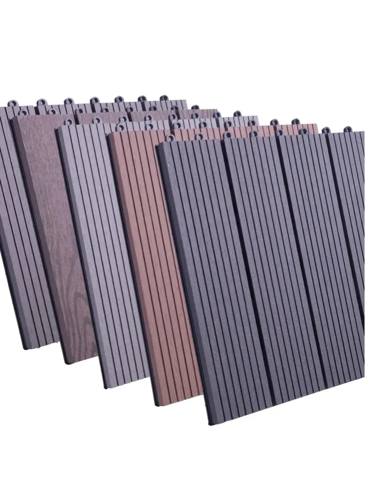 WOLTU WPC-Verbund-Gartenbodenplatten, 11-teiliges Set, ineinandergreifende Terrassenfliesen mit Holzeffekt, 30 x 30 cm, mit Klicksystem