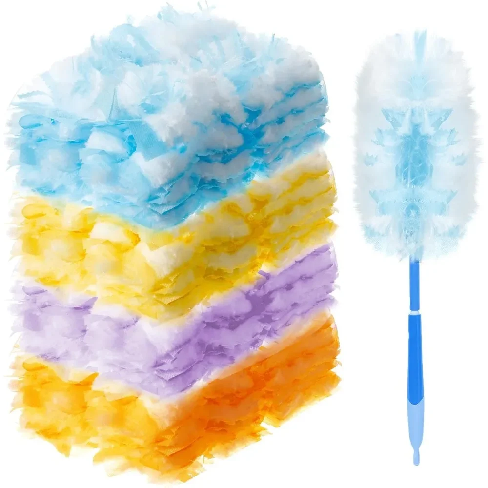 

150 Pack Duster Refills with Handle Thick Disposable Replacement for Office Home Cleaning Multi Color
