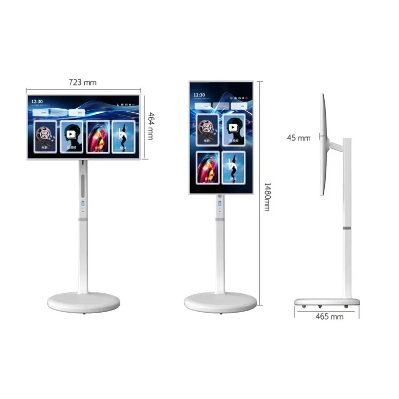 21.5/24/27/32 Inch Tablet Tv Smart Touch Screen Android OS 6gb+128gb Storage 360 Rotating Tv Stand for Indoor Use Portable Tv