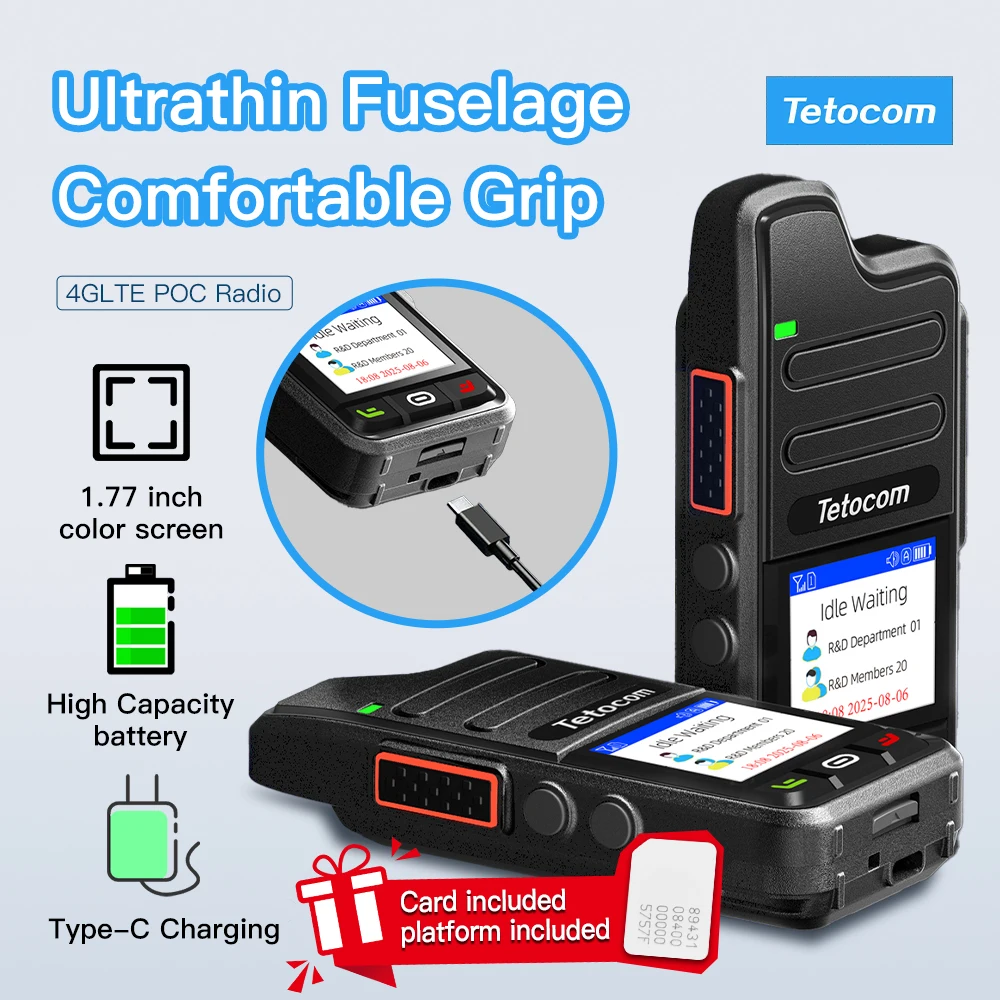 

Tetocom Global Walkie Talkie Long-range With 4G Sim Card Long Distance 5000 Miles Handheld POC Two Way Radio for Outdoor Enthusi