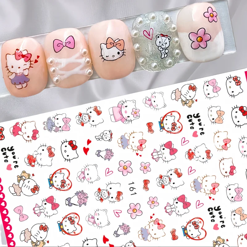 Miniso Nuovo Cartone Animato Hello Kitty Nail Art Stickers Sanrio My Melody Kuromi Cinnamoroll Adesivi per unghie DlY Animazione Stampa sulle unghie