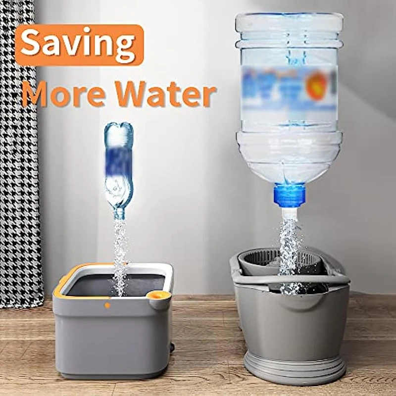 360° Rotating Square Spin Mop and Bucket Set with Dirty and Clean Water System Self Wringing Mop-Head Multifunctional mopa Tools