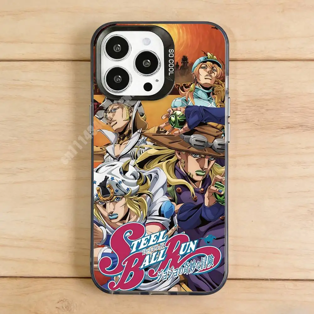 J-JoJo Part7 S-Steel B-Ball Run Phone Case for iPhone 17 16 Pro Plus 15 14 13 Max Mini 12 11 X XS Air Shield Bumper
