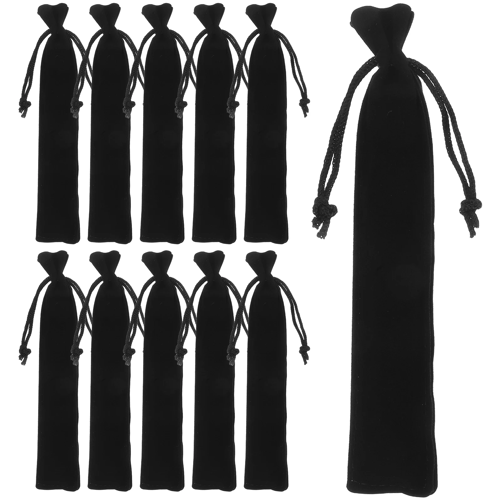 

100Pcs Black Drawstring Pen Pouch Soft Protective Sleeve for Fountain Pen Pencil Organizer Bag Office School Travel