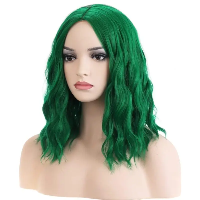 Women's European and American style synthetic wigs without bangs, short curly wavy hair, water wave corn perm hairstyle
